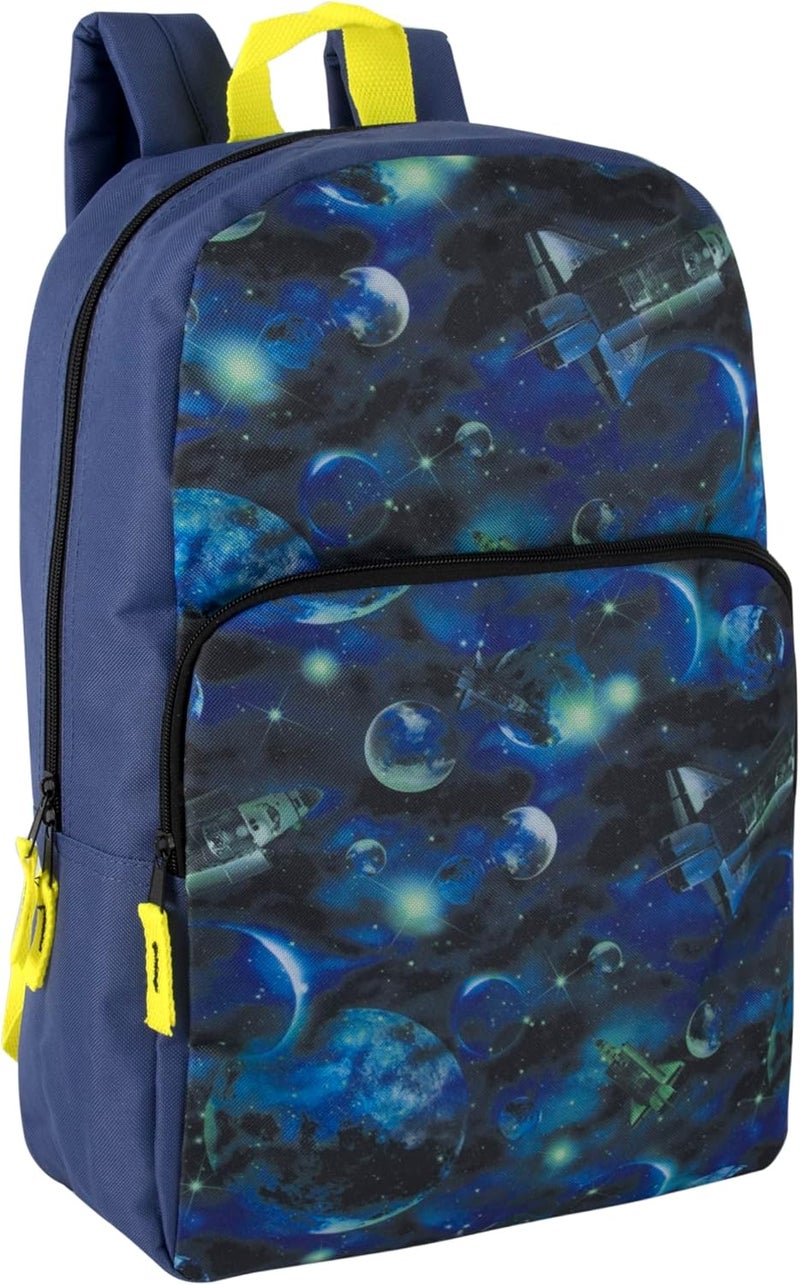 Trailmaker Fun School Backpack for Elementary Middle School Girls and Boys | 17 Inch Printed Backpacks for School Kids, Travel (Shoot for the Stars) - Image 1